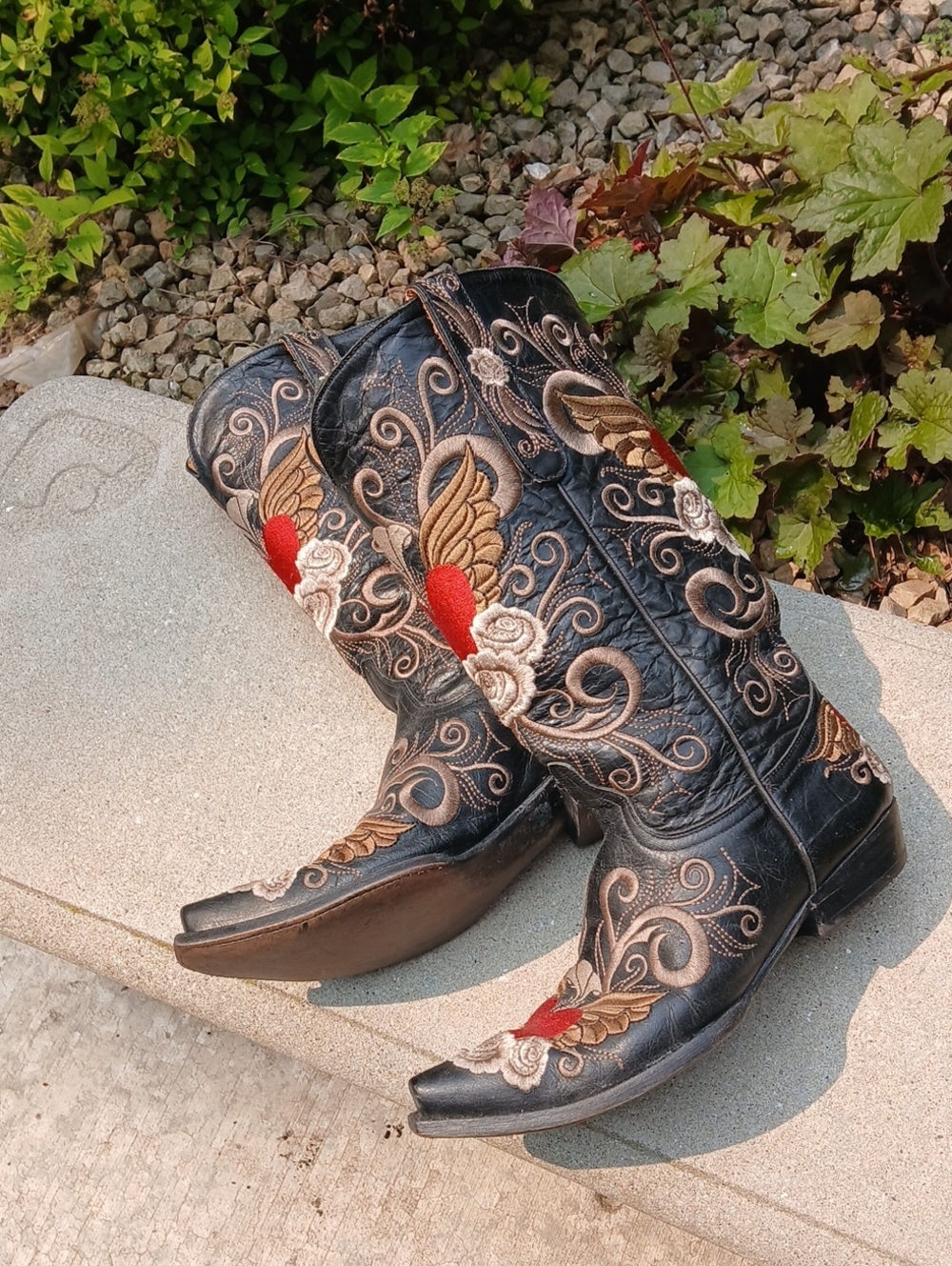 Old GRINGO GRACE BLACK EMBROIDERED BOOT SZ 9.5B - Picture 4 of 12